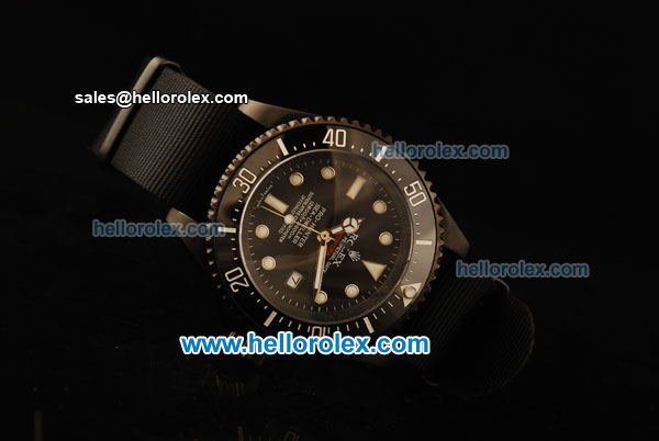 Rolex Sea-Dweller Pro-Hunter Rolex 3135 Automatic Movement PVD Case with Black Dial and Black Nylon Strap - Click Image to Close